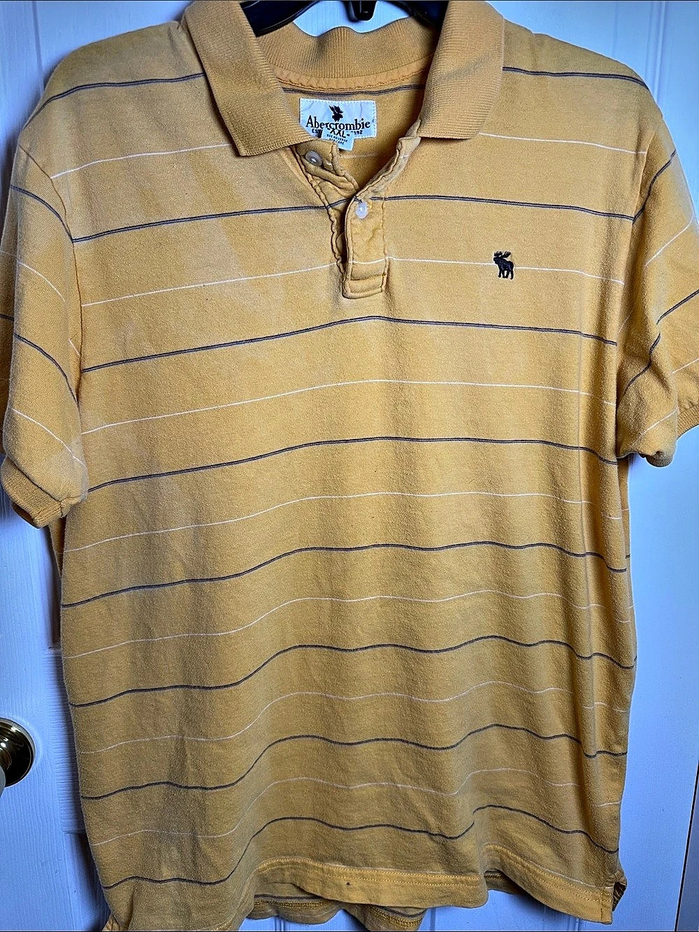 Abercrombie Striped Polo Shirt in Yellow